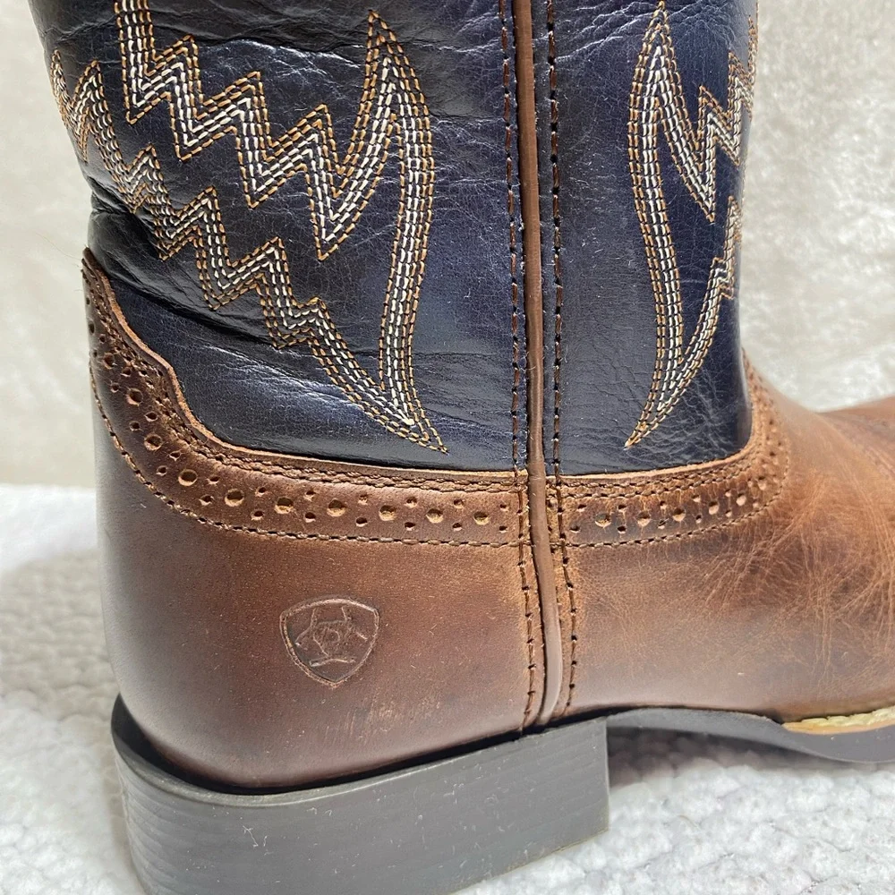 ARIAT Youth Boys Tycoon Western Cowboy Boots Brown/Black Leather Size 2.5